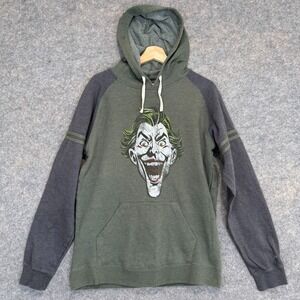 Six Flags Batman Joker Hoodie Sweatshirt Men Large Fleece Graphic Pullover Green